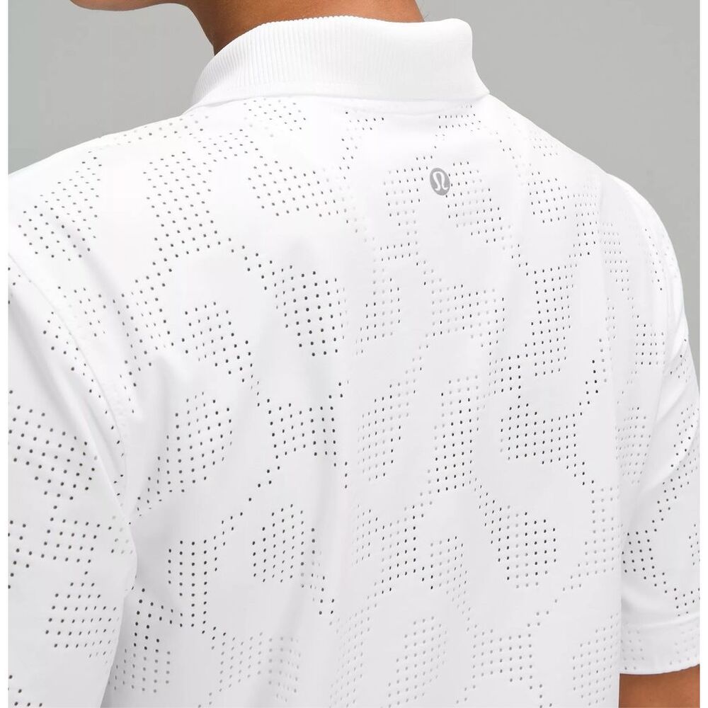 lululemon, Classic-Fit Short-Sleeve Polo Shirt *Logo, White, Perforated, EUC, Sz